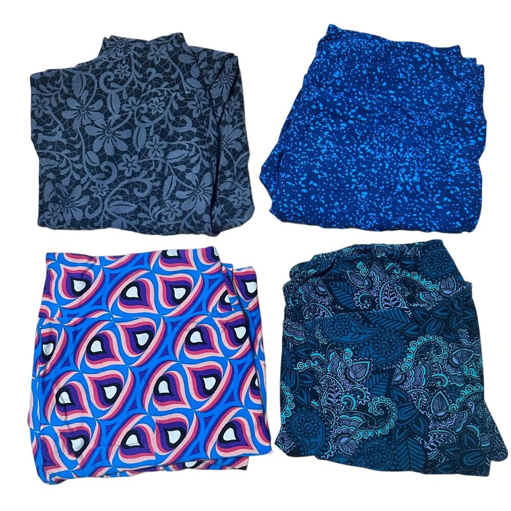 Set of 4 LuLaRoe Soft Floral Graphic Leggings Size Tall/Curvy TC Lot